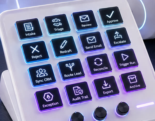 Glowing macro pad with one-touch automation buttons